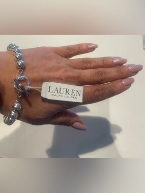 Lauren Ralph Lauren Silver Bead Toggle Bracelet